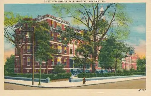 PC52783 St. Vincents de Paul Hospital. Norfolk. Va. Frank G. Ennis