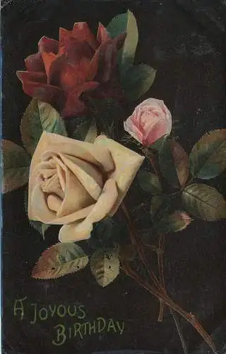 PC60550 Grußpostkarte. Ein fröhlicher Geburtstag. Rosen. 1909