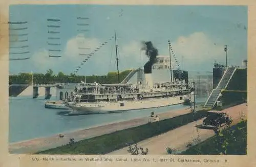 PC51537 S.S. Northumberland in Welland Ship Canal. Schloss Nr. 1 bei St. Katharina