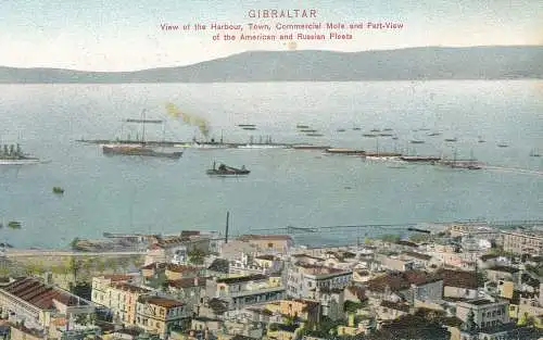 PC52143 Gibraltar. Blick auf den Hafen. Stadt. Gewerblicher Maulwurf und Teilansicht von t