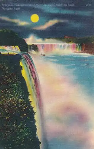 PC53919 Prospect Point zeigt amerikanische und kanadische Wasserfälle. Niagarafälle. McKin
