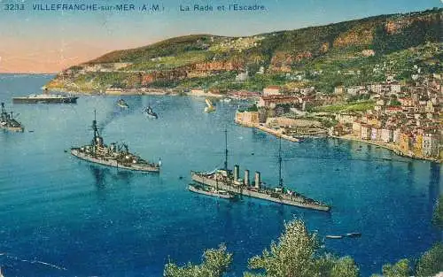 PC53639 Villefranche sur Mer. La Rade et l Escadre. Photochromie. 1930. B. Hopki