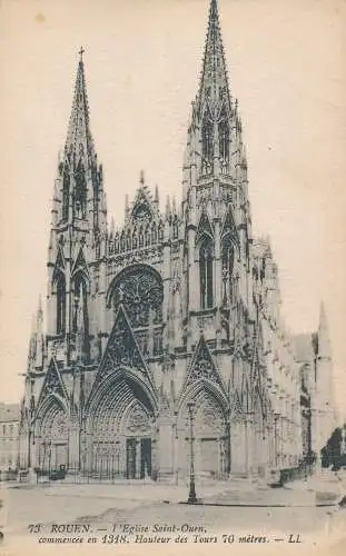 PC54729 Rouen. L Eglise Saint Ouen Commencee en 1318. Hauteur des Tours 76 Meter