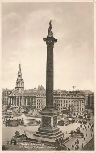 PC61056 Nelson-Säule und St. Martins-Kirche. London