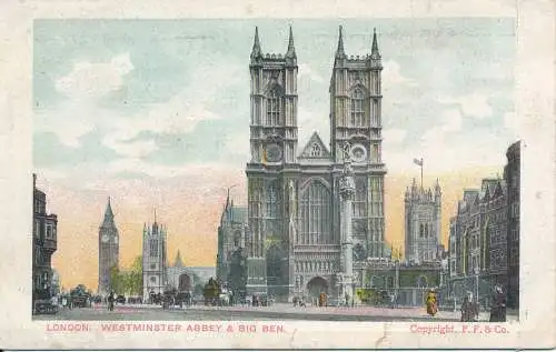 PC61297 London. Westminster Abbey und Big Ben. F. F. und Co