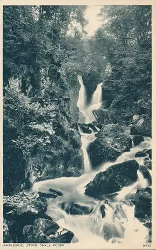 PC61097 Ambleside. Stock Ghyll Force. Photochrom. Nr 9332