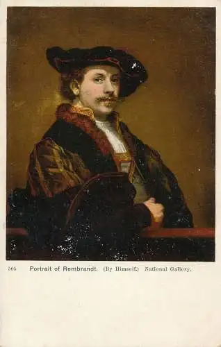 PC61141 Gemälde Postkarte. Porträt von Rembrandt. Nationalgalerie