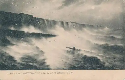 PC62756 Cliffs at Rottingdean. In der Nähe von Brighton. stecken. Raue See. Nr 807