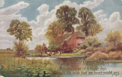 PC62913 Geburtstagsgrüße. The River Farm. Ringwood. stecken. Oilette. Nr 7114. 19