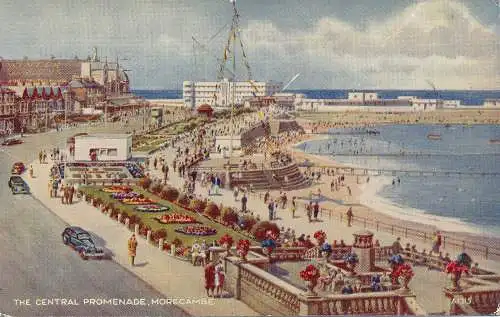 PC62114 The Central Promenade. Mehrcambe. Valentinstag. Kunstfarbe. Nr A1315. 1954