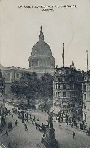 PC63051 St. Pauls Cathedral von Cheapside. London. Das Autofoto. 1909