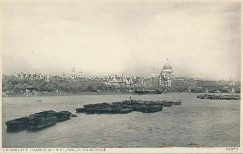 PC63158 London. Die Themse mit St. Pauls in der Ferne. Photochrom. Nr 86078