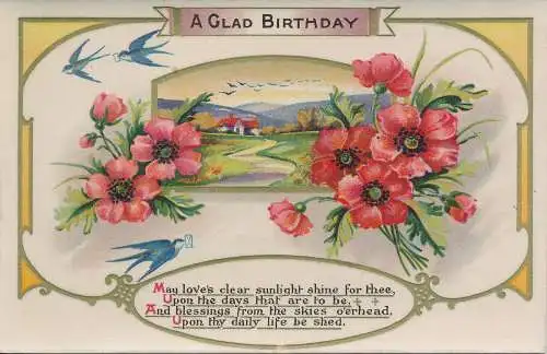 PC76846 Grußpostkarte. Alles Gute zum Geburtstag. Blumen. M. und L. National. 1918