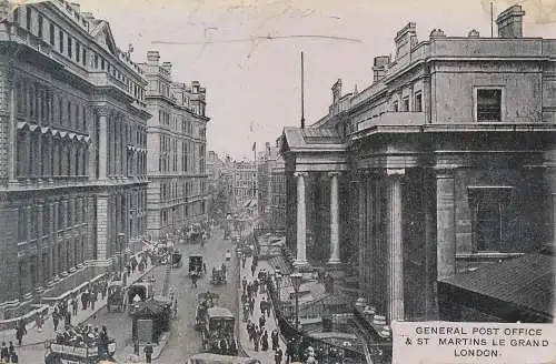 PC76433 General Post Office und St. Martins Le Grand. London. 1907