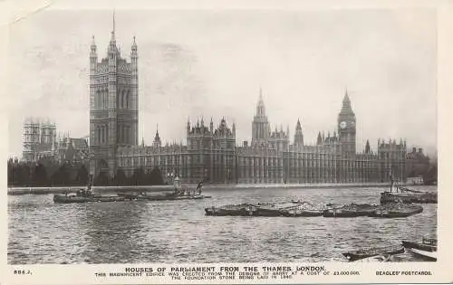 PC76176 Houses of Parliament von der Themse. London. Beagles und Co. RP. 1917