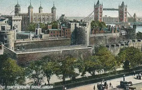 PC76256 Der Tower und die Tower Bridge. London. P. P. und P. Co. 1906