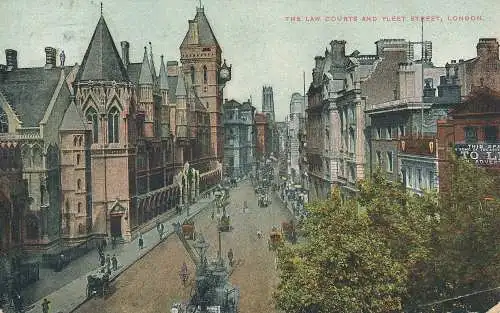 PC76299 The Law Courts und Fleet Street. London. 1907