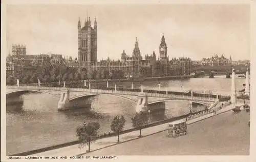 PC77058 London. Lambeth Bridge und Houses of Parliament. Fotogravur