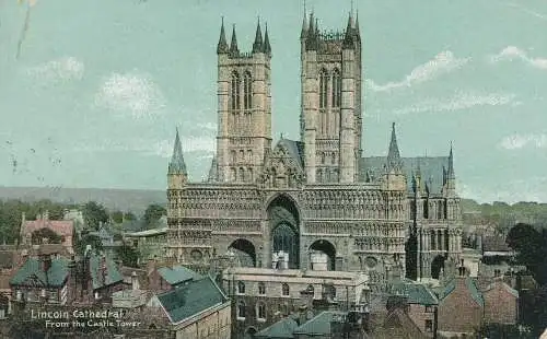 PC76190 Lincoln Cathedral. Vom Burgturm. 1908