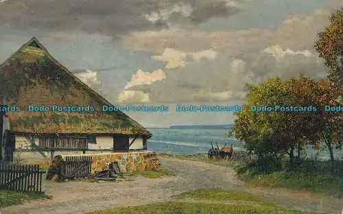 R003907 Alte Postkarte. Meer und Haus. Photochromie. 1913