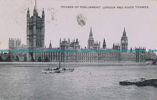 R004387 Houses of Parliament. London und der Themse. 1927