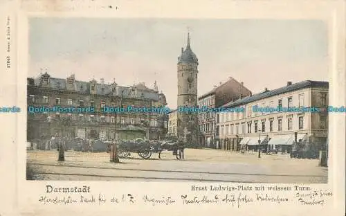 R004747 Darmstadt. Ernst Ludwigs Platz mit Weissem Turm. 1903