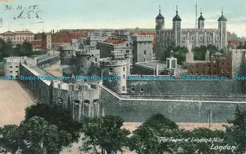 R007225 The Tower of London und Mint. London. Hartmann. 1905