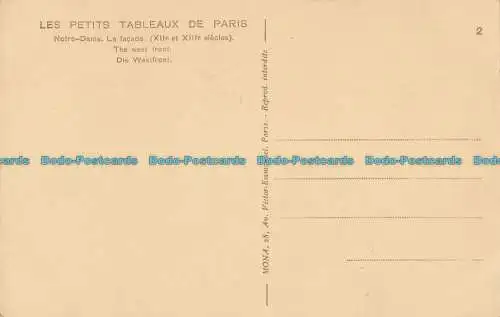 R009495 Les Petits Tableaux de Paris. Notre Dame. Die Westfront. Victor Emmanue