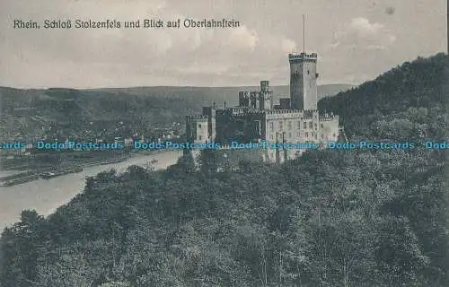 R008507 Rhein. Schloss Stolzenfels und Blick auf Oberlahnstein. Leopold Fassbend