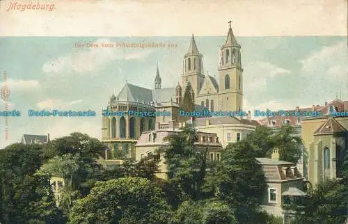 R009678 Magdeburg. Der Dom vom Prasidialgebaude aus. Louis Glaser. 1911