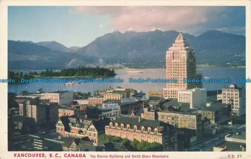 R014396 Vancouver B.C. Kanada. Das Marinegebäude und die North Shore Mountains. B