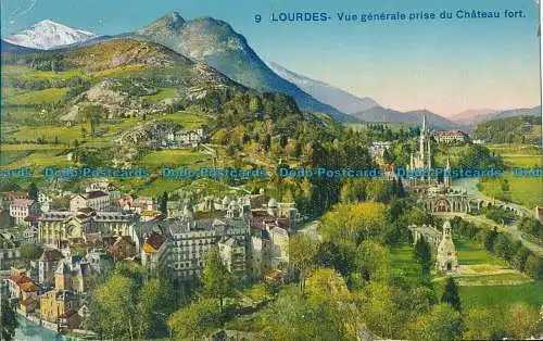 R014673 Lourdes. Vue Generale prise du Chateau Fort. Photochromie