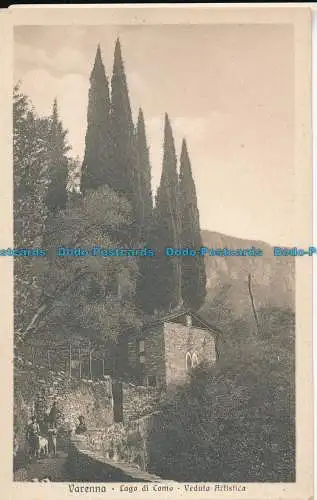 R014691 Varenna. Lago di Como. Veduta Artistica. B. Adamoli. B. Hopkins