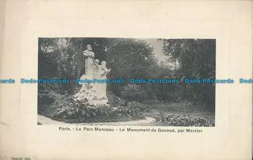R015981 Paris. Le Parc Monceau. Le Monument de Gounod par Mercier. Deupes. B. Ho