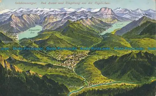 R016073 Salzkammergut. Bad Aussee und Umgebung aus der Vogelschau. F. E. Brandt