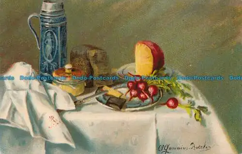 R017459 Alte Postkarte. Auf dem Tisch