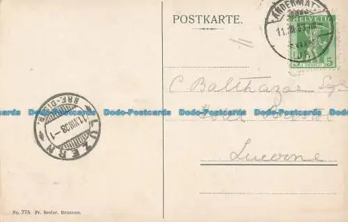 R016325 Andermatt mit Batzberg. Fr. Beeler. Nr 775. 1908