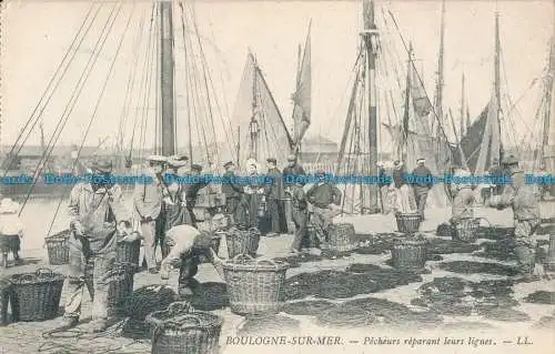 R015468 Boulogne sur Mer. Pecheurs Reparant Leurs Lignes. LL. 1908