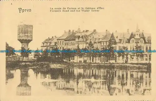 R017044 Ypers. La Route de Furnes et le Chateau d Eau. 1928