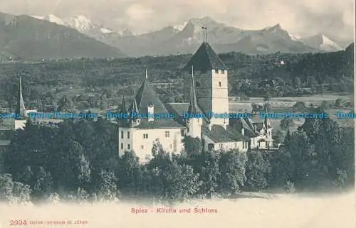 R017335 Spiez. Kirche und Schloss. Fotoglob. Nr 2994