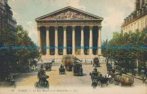 R018200 Paris. La Rue Royale et la Madeleine. LL. Nr 59. 1909. B. Hopkins
