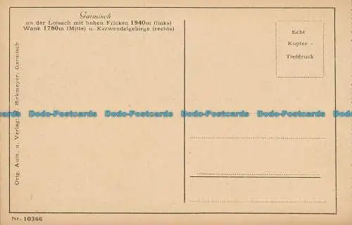 R018356 Garmisch an der Loisach mit Hohen Fricken. H. Birkmeyer. Nr 10366