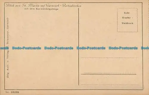 R018363 Blick auf Garmisch Partenkirchen vom St. Martin. H. Birkmeyer. Nr 10298