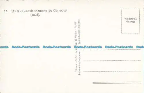 R019250 Paris. L Arc de Triomphe du Carrousel. RP