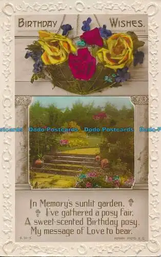 R020499 Grußpostkarte. Geburtstagswünsche. Drehbar. RP. 1924