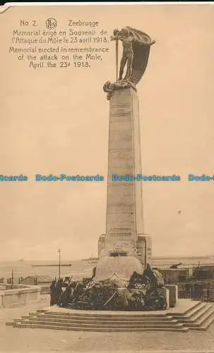 R020698 Zeebrugge. Denkmal errichtet zur Erinnerung an den Angriff auf den Maulwurf. J.