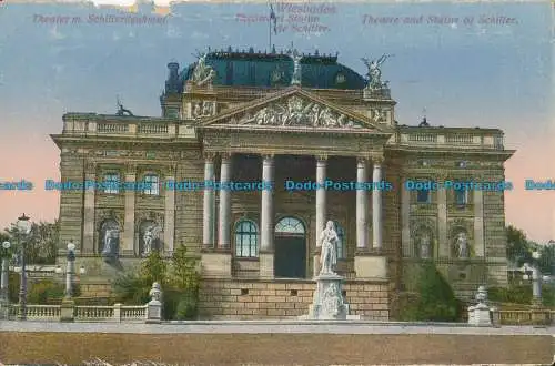 R020243 Wiesbaden. Theater und Statue von Schiller