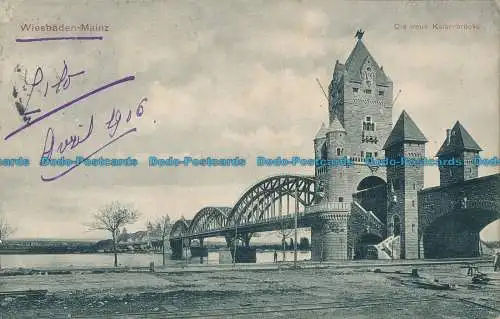 R023374 Wiesbaden Mainz. Die Neue Kaiserbrücke. 1906