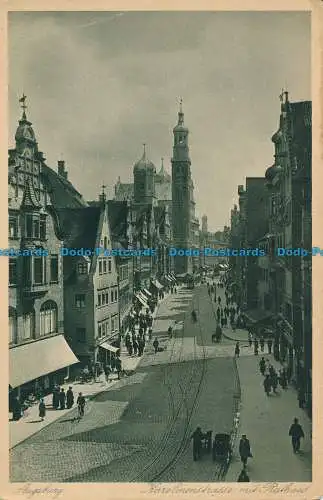 R023403 Augsburg. Karolinenstraße mit Rathaus. Noris