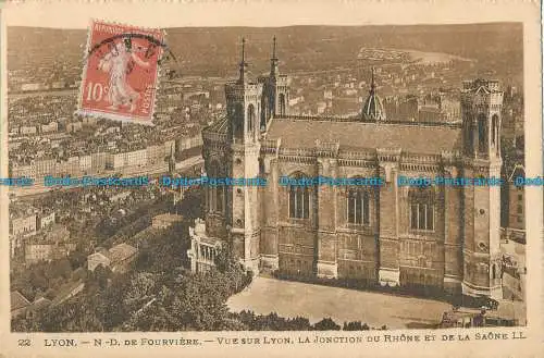 R021482 Lyon. N. D. de Fourviere. Vue sur Lyon. La Jonction du Rhone et de la Sa